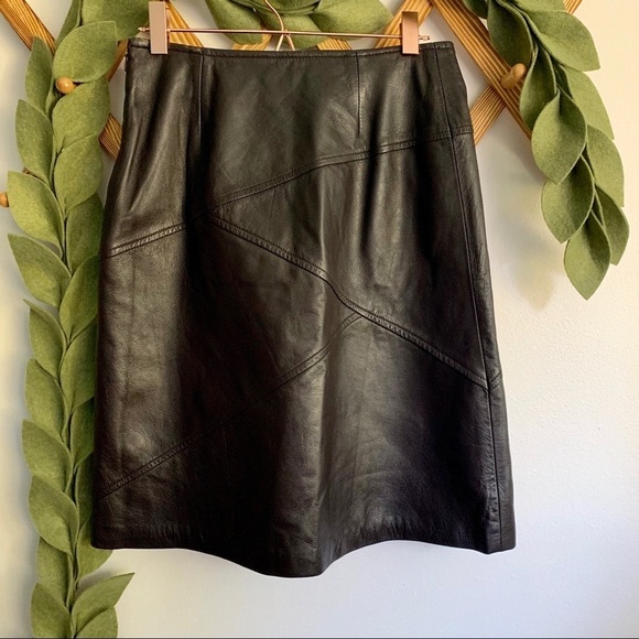 St. John Brown Leather Skirt - Picture 1 of 7